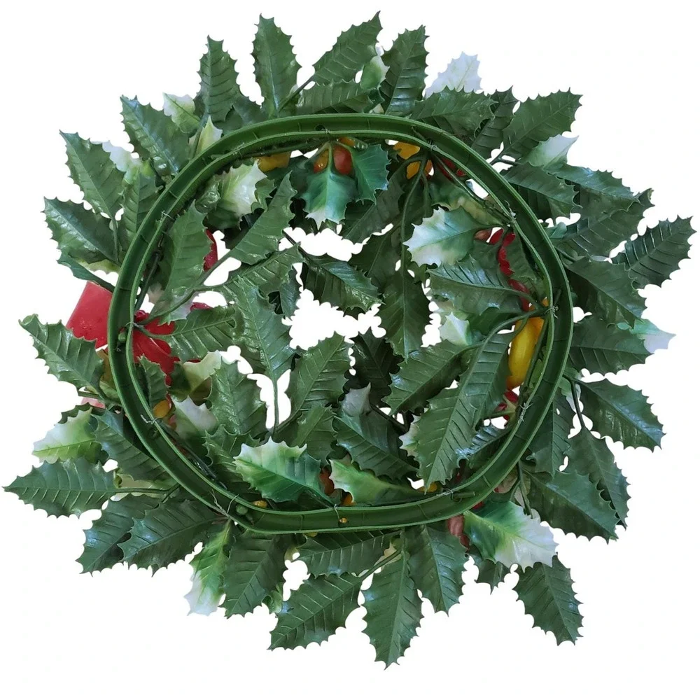 Christmas Wreath Vintage Plastic Fruit Nut Berries Holly Glitter Mid Century MCM